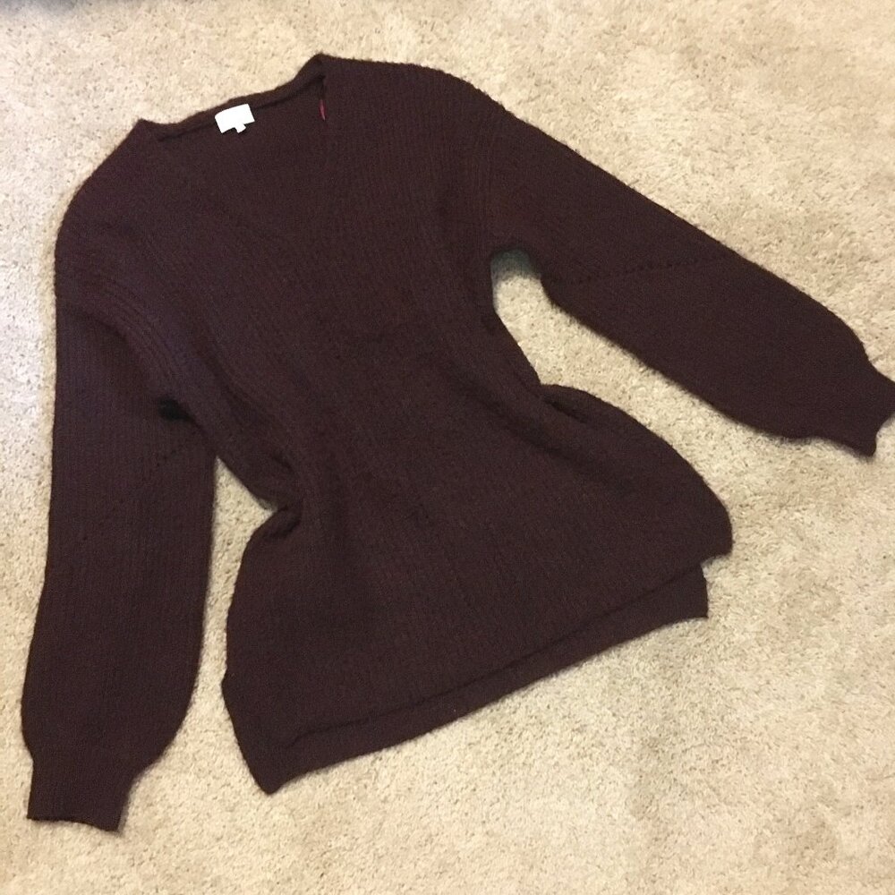 Gentle Fawn Hartley Textured Knit Sweater | Merlot Burgundy | Size Small - Picture 12 of 16